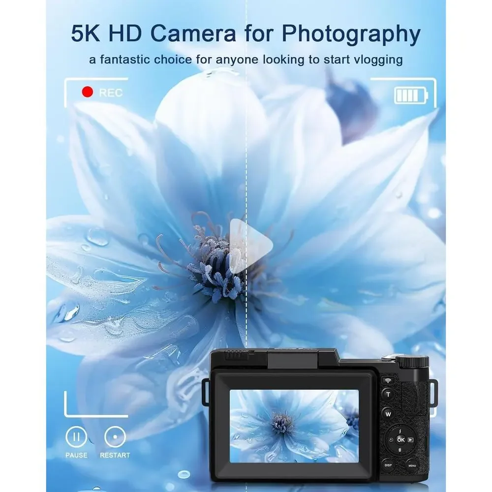 Digital Camera, 5K 64MP Cameras for Photography with WiFi, 64GB Card & Autofocus